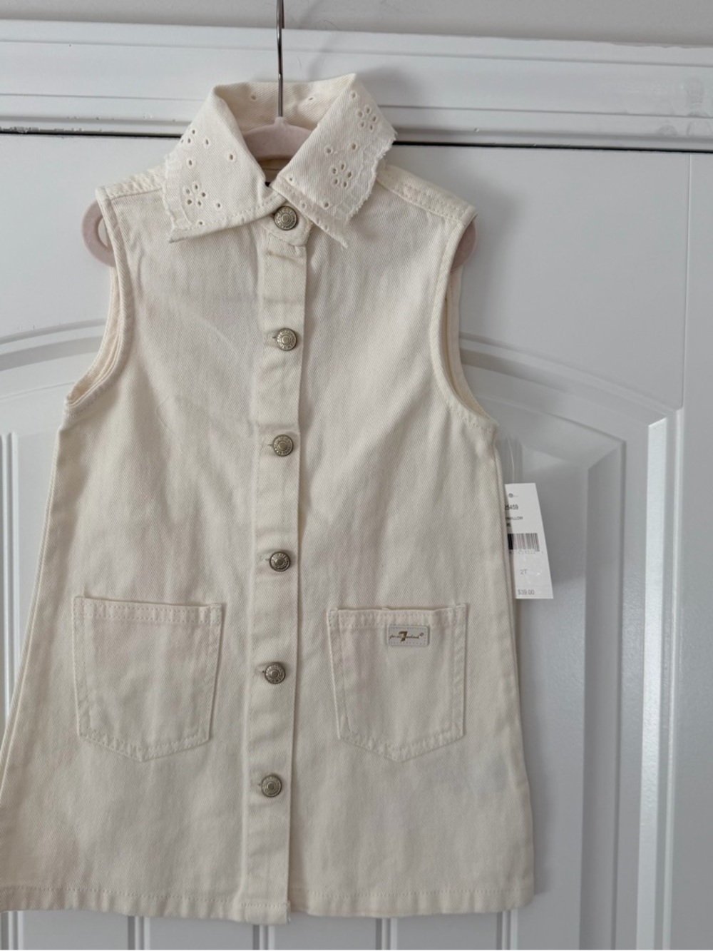 Cream Sleeveless Button-Front Collared Dress